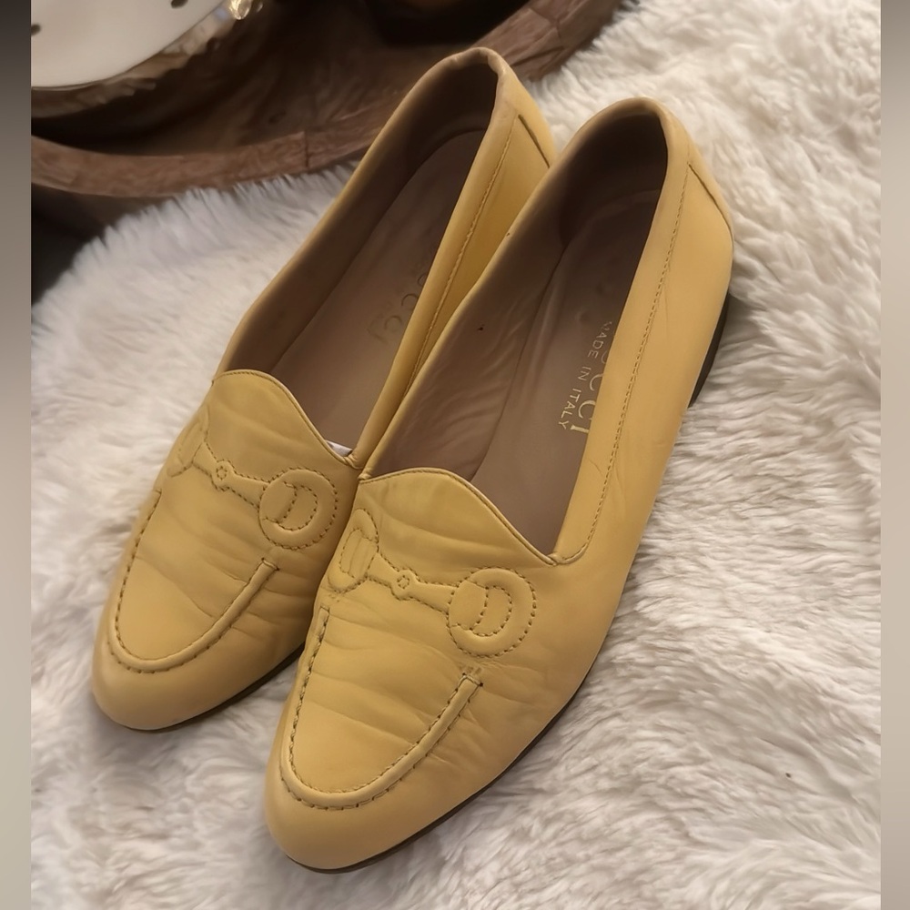 Gucci Yellow Leather Loafers